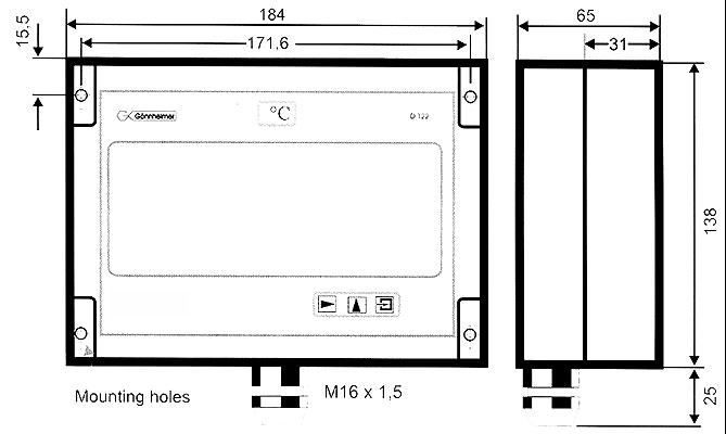 Display, 4-20mA, opbouw IP65, 50mm, 3 1/2 digit, 138x184x64