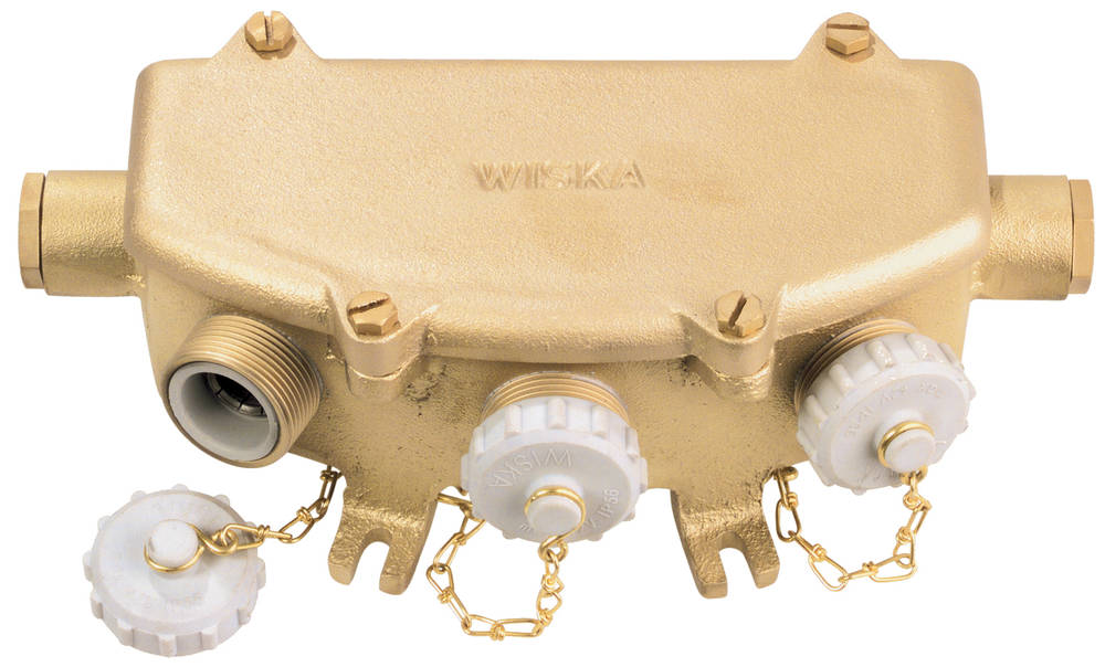 Stopcontact 1147 concentrisch, voor 3 stekkers messing IP56