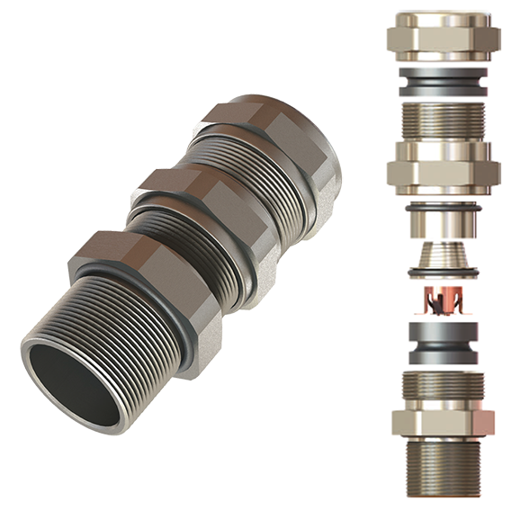 Wartel M20x1.5, 8.5-14.5/12-20, messing vernikkeld, IP66/68