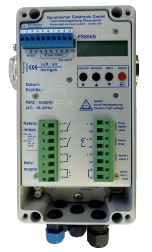 [FS850S.2.8.1.W.TF] Boîte de côntrole, 120V, fenêtre, 18mm,  9-15m³/h, contacte alarme