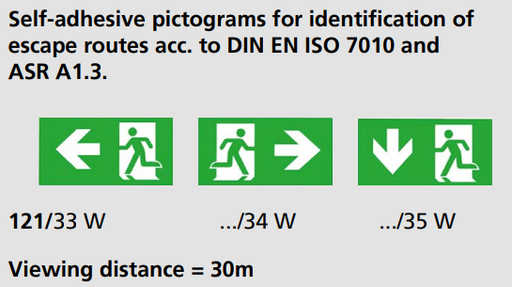 [121/35W] Pictogramme, autocollant, sortie de secours, bas