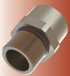 Adapter M25 - 1"NPT, messing vernikkeld