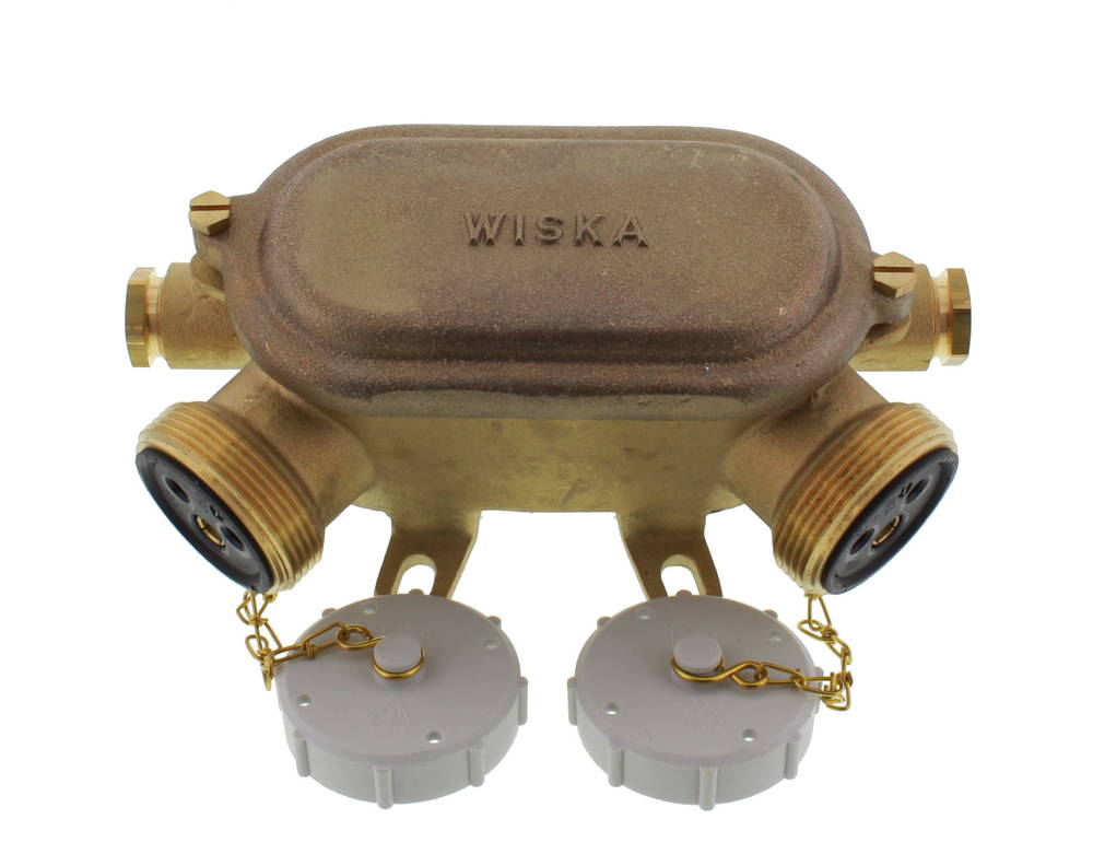 Contactdoos 1143/2 HNA 250V, 2-voudig 16A 2P+A messing