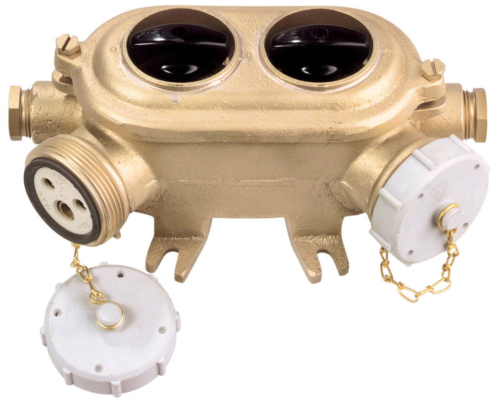 Socket double 1146/P brass, 250V 10A with double switch