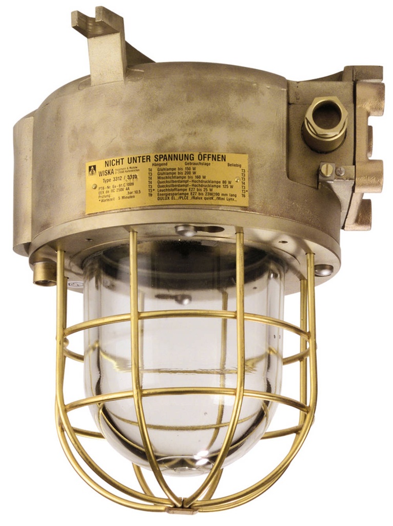 Armature Ex 3312/D/E27 200W, 230V 50/60 laiton + avec grille