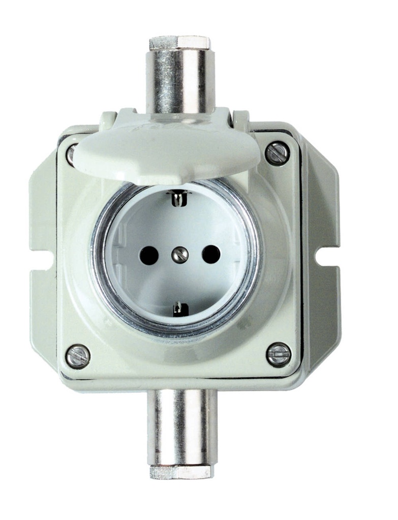 Socket 8709.AGC.13.M.64, 250V 16A 2P+E O= alu IP54