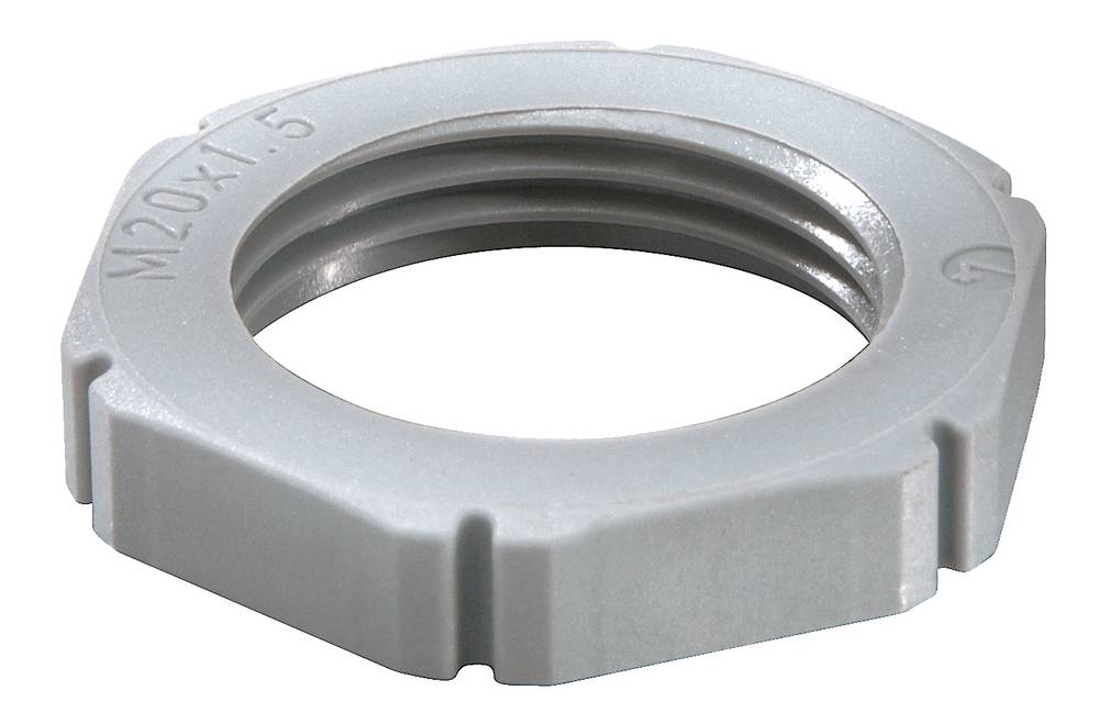 Contre écrou EMUG 20 M20x1.5, RAL7001 polyamide gris