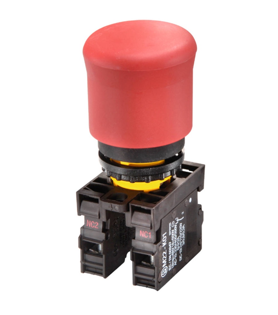 Interior SP-1823 emerg. push button, 22,5 mm 2P 1NO/1NC 230Vac 6A