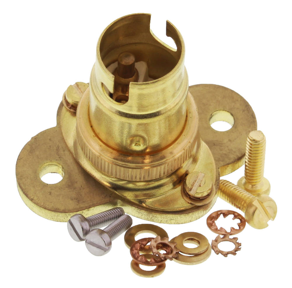 SP-1985 lampholder B15d, brass, 2 mounting feets
