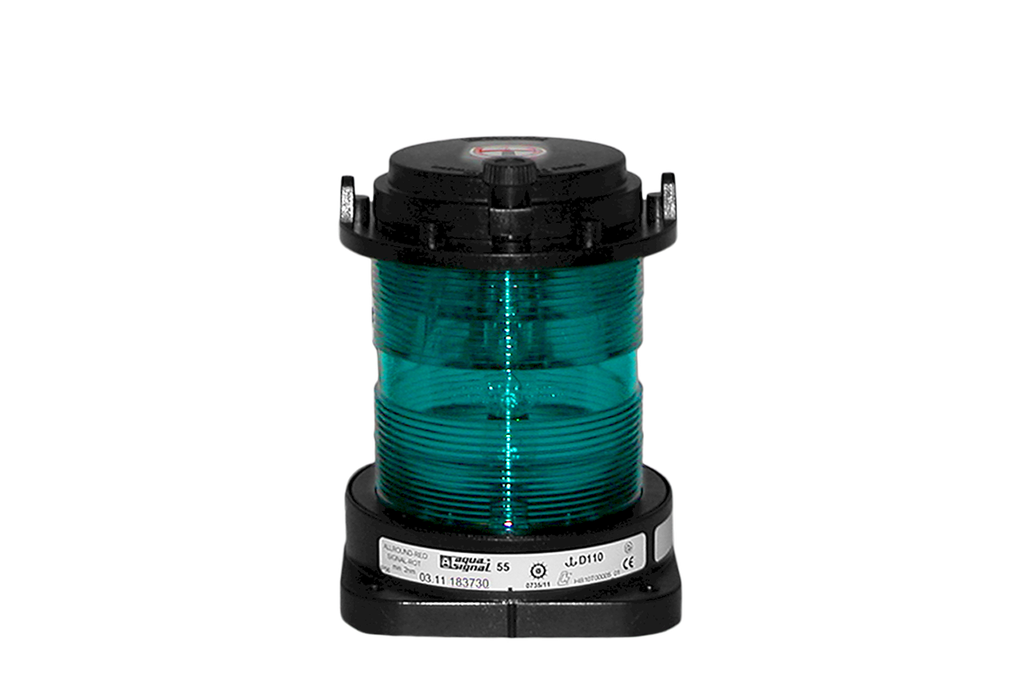 Feu de navigation, vert 360°, AS55, 24V-25W