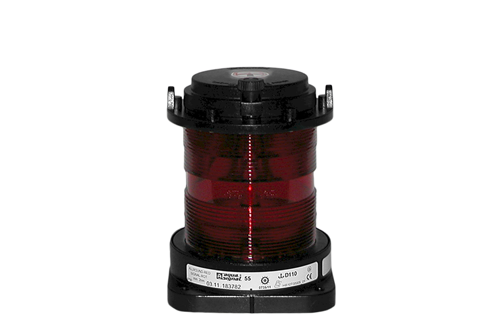 Navigatielantaarn, rond rood, AS55, 24V-25W