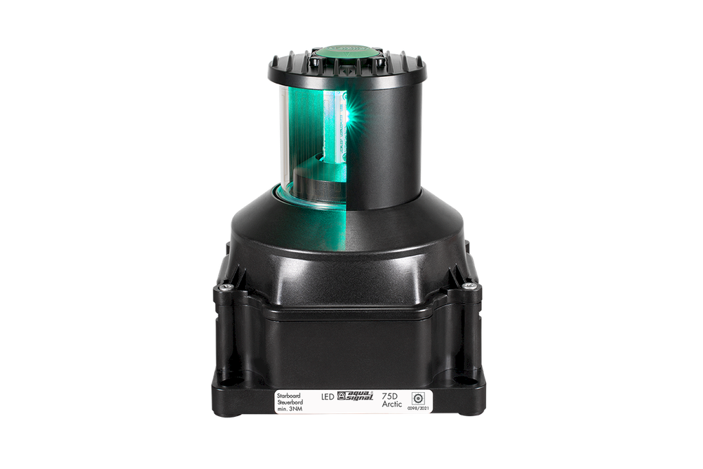 Nav. light 75D starboard Arctic, 2x115-230Vac, black 3nm