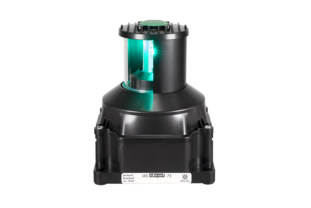 Feu de navigation LED 75 tribord, 115-230Vac, noir 3nm