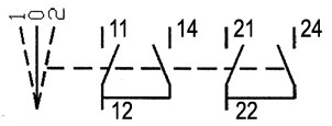 Switch, I-O-II, 2P, 20A, with contacts IP20