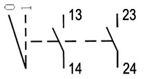 Switch, O-I, 2P, 20A, with contacts IP20