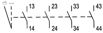 Switch, O-I, 4P, 20A, with IP20 contacts