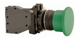 Paddestoel, 40mm, groen, 1NO, terugverend, 10A, kunststof