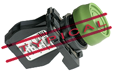 Bouton poussoir, blanc, 1NO, avec capuchon, 10A, plastic