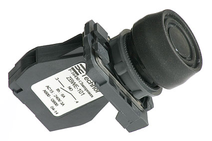 Bouton poussoir, noir, 1NO, avec capuchon, 10A, plastic