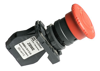 Arrêt d'urgence, rouge, 1NC, 10A, tourner pour déver., plastic