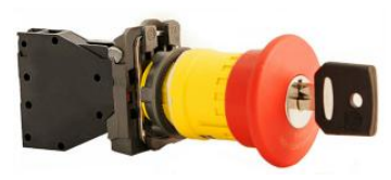 Arrêt d'urgence, rouge, 1NC, 10A, clé  pour déver., plastic, 40mm