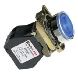 Bouton poussoir lumineux, bleu,, 1NO, 10A, 24-254VAC/DC