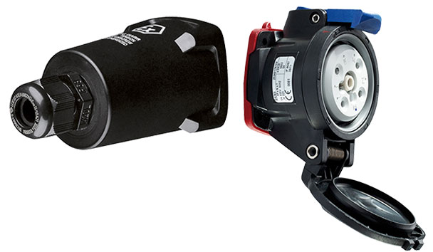 Koppelstekker 32A, 230VAC, 2P+PE, M25 (12-18mm)