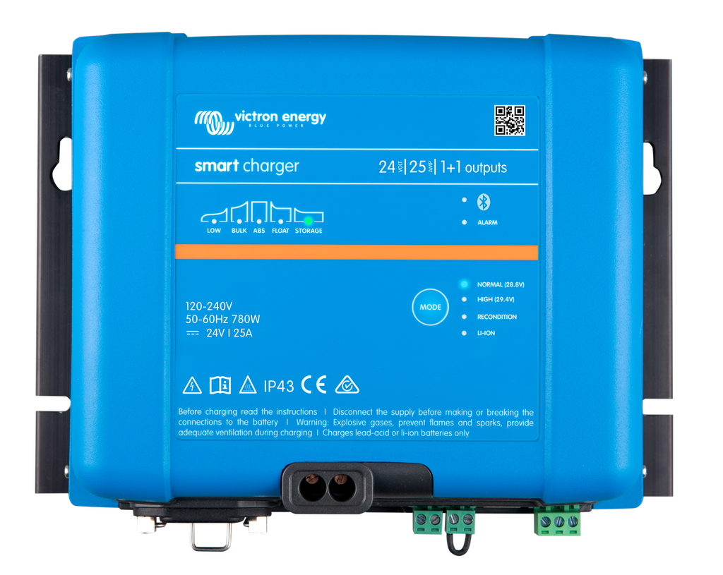 Victron Smart IP43 Charger 24/25(1+1) 120-240V ( voedingskabel apart te bestellen met de referentie ADA010100100 )