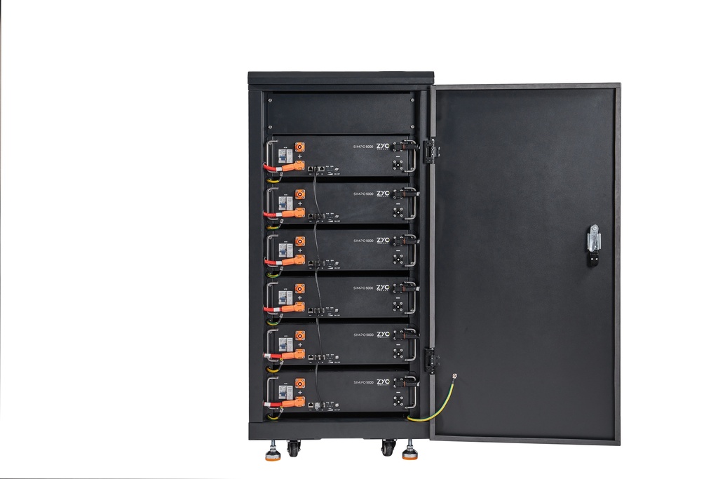 ZYC SIMPO voorbedrade batterijkast voor 6 st SIMPO5000 incl. busbar 600A en 7 zekeringhouders 