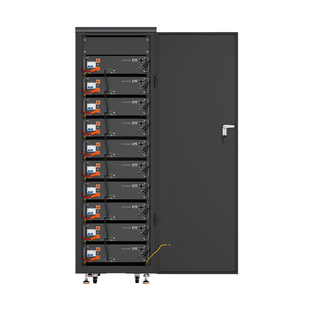 ZYC SIMPO voorbedrade batterijkast voor 10 st SIMPO5000 incl. busbar 1000A en 7 zekeringhouders 