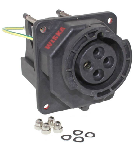 SP-VARI-PI/ SM/LED/10kA/NUTS Socket module with LED for switching status and WISKA MCCB 10kA, prewired, incl. cap nuts M6 for VARITAIN PushIn