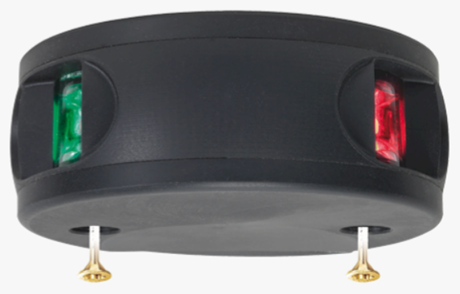 Navigatielantaarn type 34 bicolor LED SB/BB (groen/rood), 12/24V zwarte behuizing, 112,50° 2nm IP67 3W, dekmontage