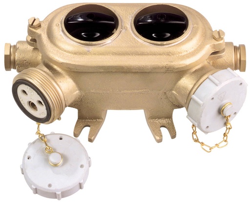 [10013441] Socket double 1146/P brass, 250V 10A with double switch