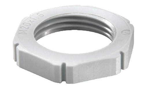 [10060773] Locknut EMUG 25 M25x1.5, RAL7035 polyamide grey
