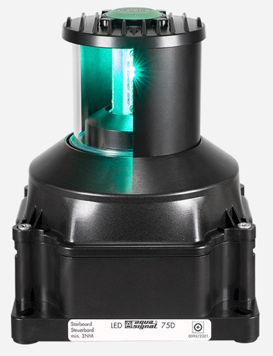 [3678103000] Feu de nav. LED 75D tribord, 2x24Vdc, noir 3nm
