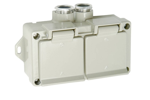 [50045479] Double socket 7229429 Selcast, IP44 alu 250V 16A surface