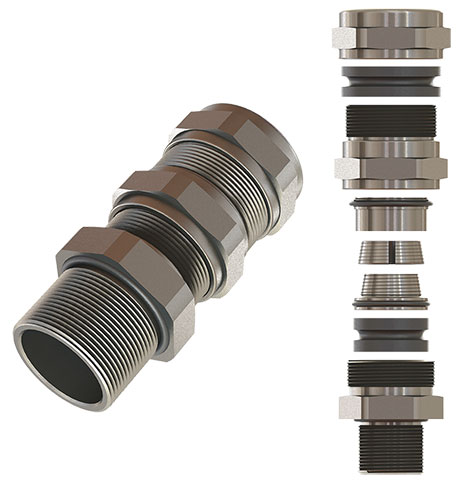 [KBAU3SNBNC] Wartel 1"NPT, 12-20/16-26, messing vernikkeld, IP66/68