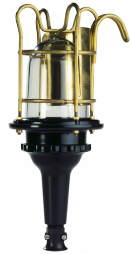 [10012840] Portable hand lamp with hook 533/1/1974-1xW10A E27 IP56 75W 220V 60Hz black platic with brass guard