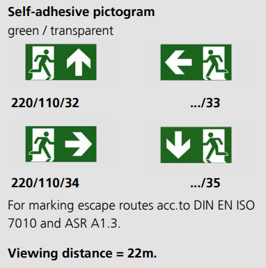 [220/110/34] Pictogram, zelfklevend, uitgang, rechts